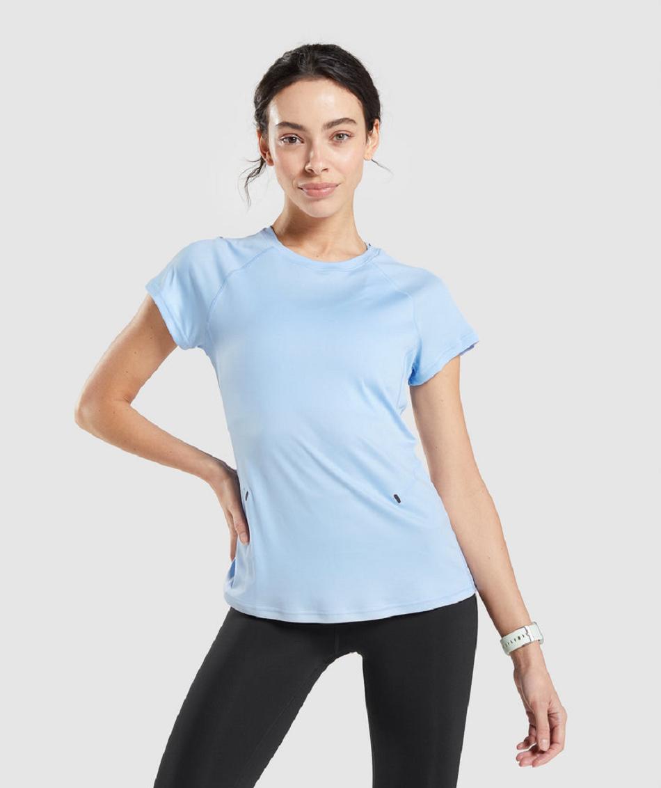 Gymshark Speed Ženske T Shirts Plave | HR 3278QMA